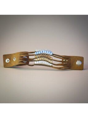 YIK FUNG Leather Adjustable Wrap Bracelet Beaded Biker Gothic Brotherhood